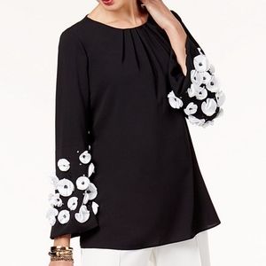 Alfani Petite Blouse with Floral Applique